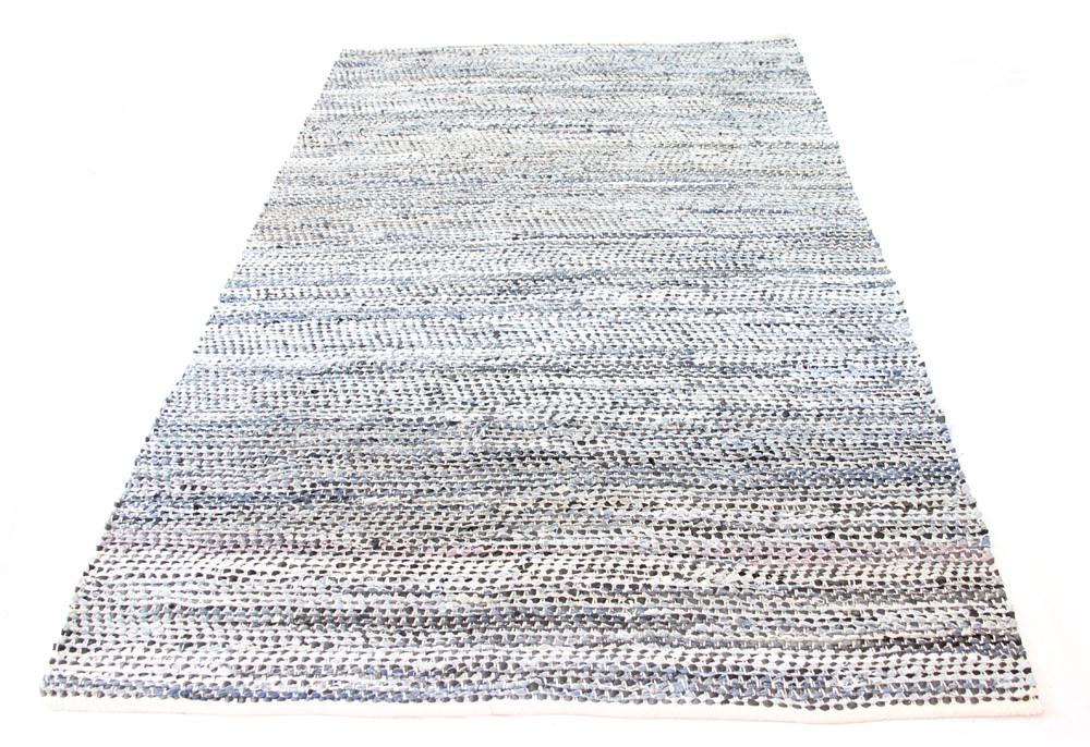 Denim Cotton and Italian Leather Rug