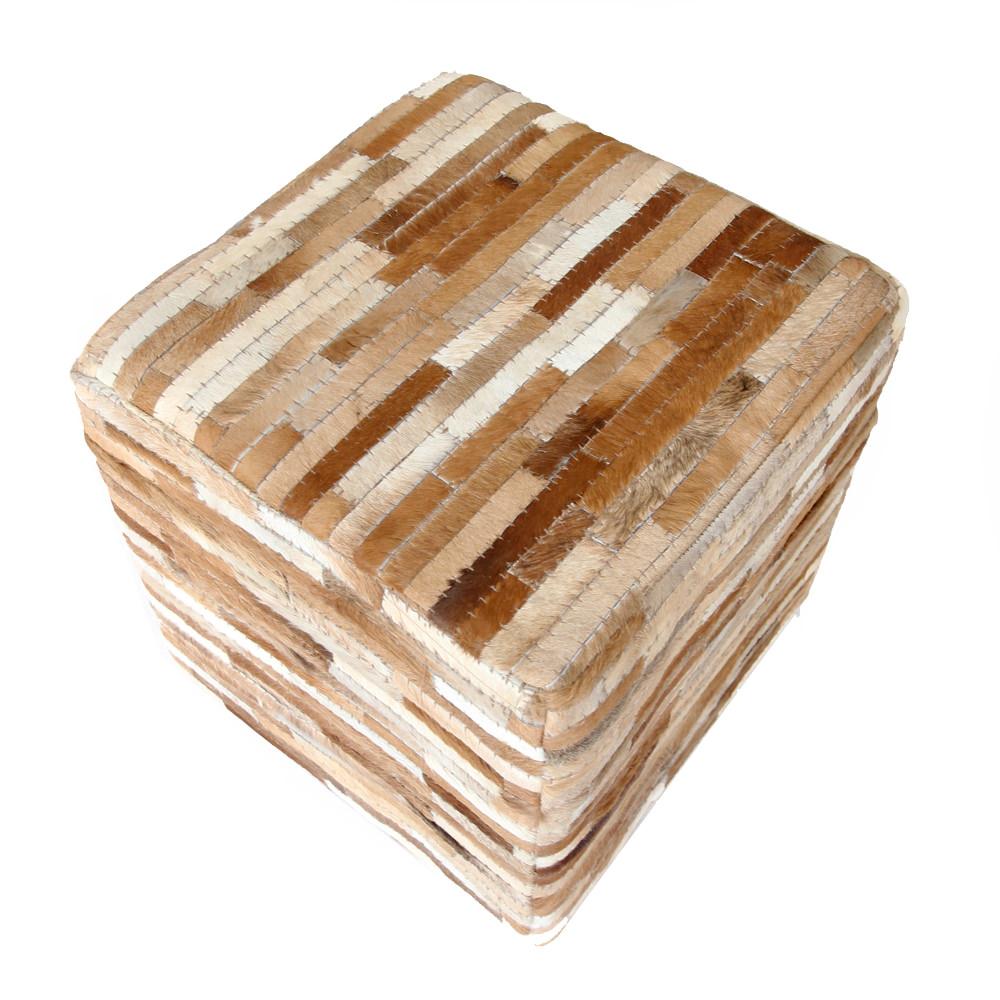 Sandro Leather Ottoman Ivory & Brown