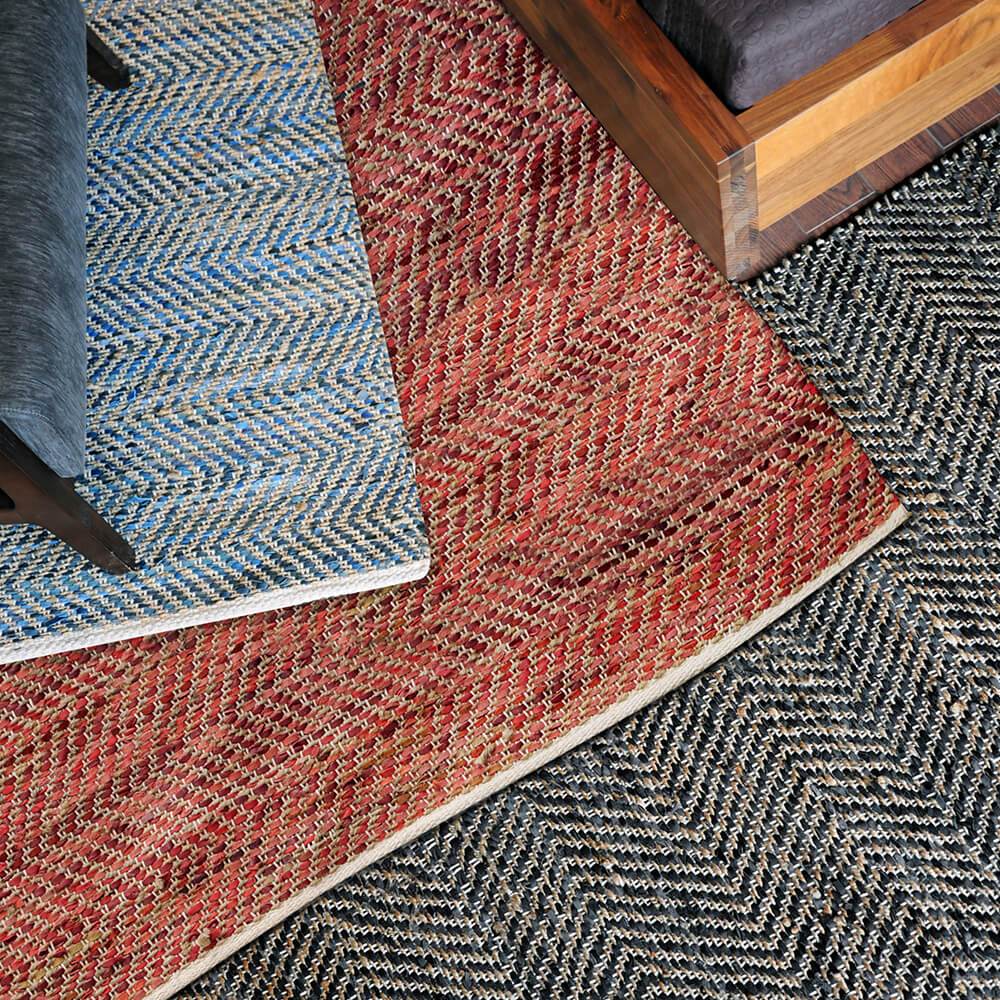 Hemp Rug Blue Red Charcoal