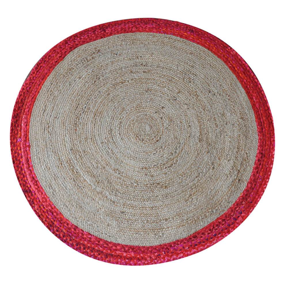 Hemp Round Rug Red