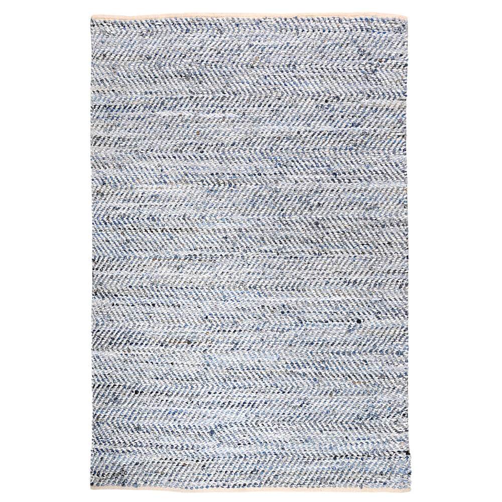 Denim Cotton and Italian Leather Rug Ivory